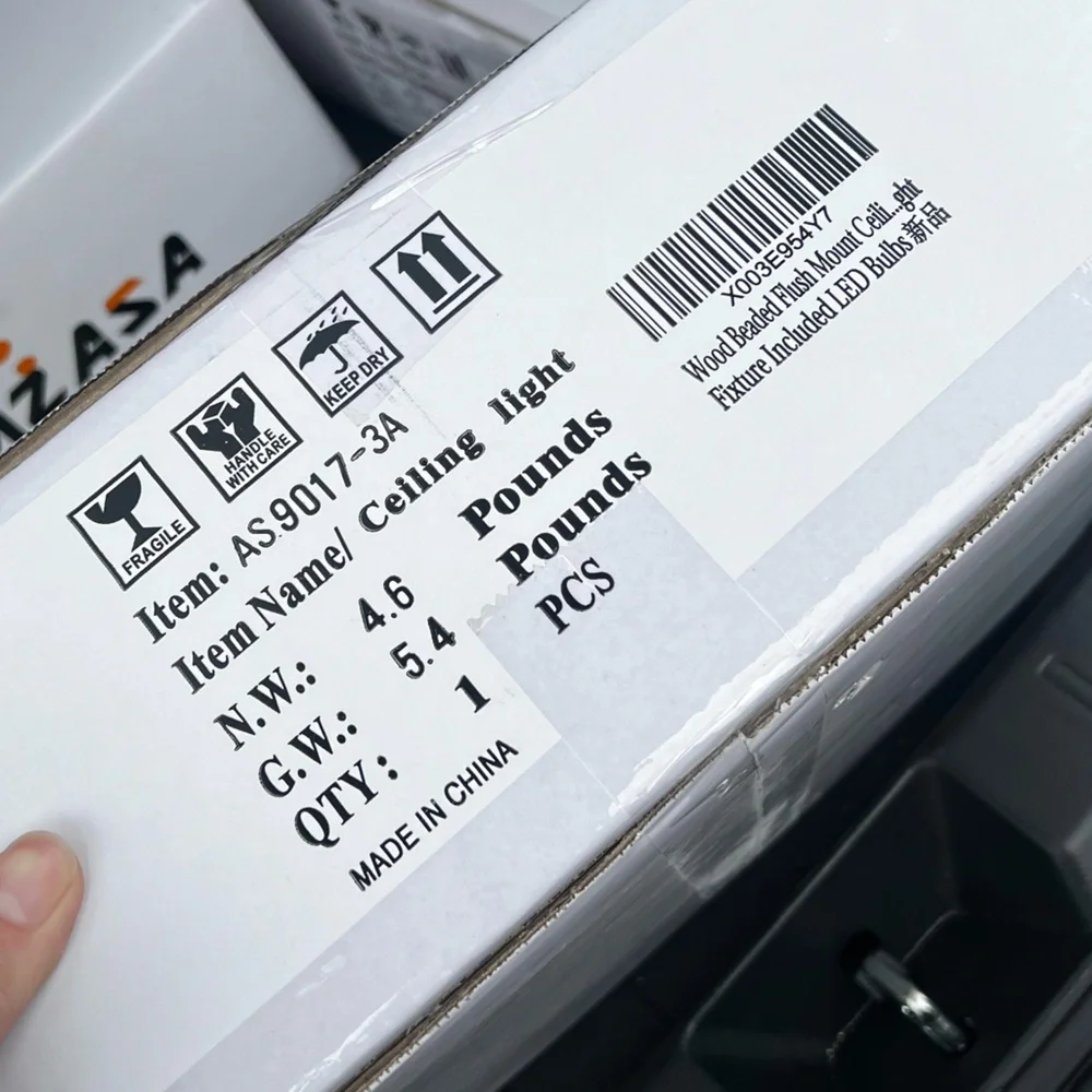 NEW Boho Wood Beaded Flush Mount Ceiling Lights Chandelier Fixture - Picture 10 of 10